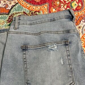 Distressed, skinny jeans with lots of attitude.